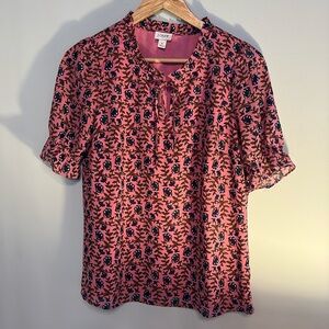 J. Crew Factory Floral Ruffle Sleeve Blouse Size Small
